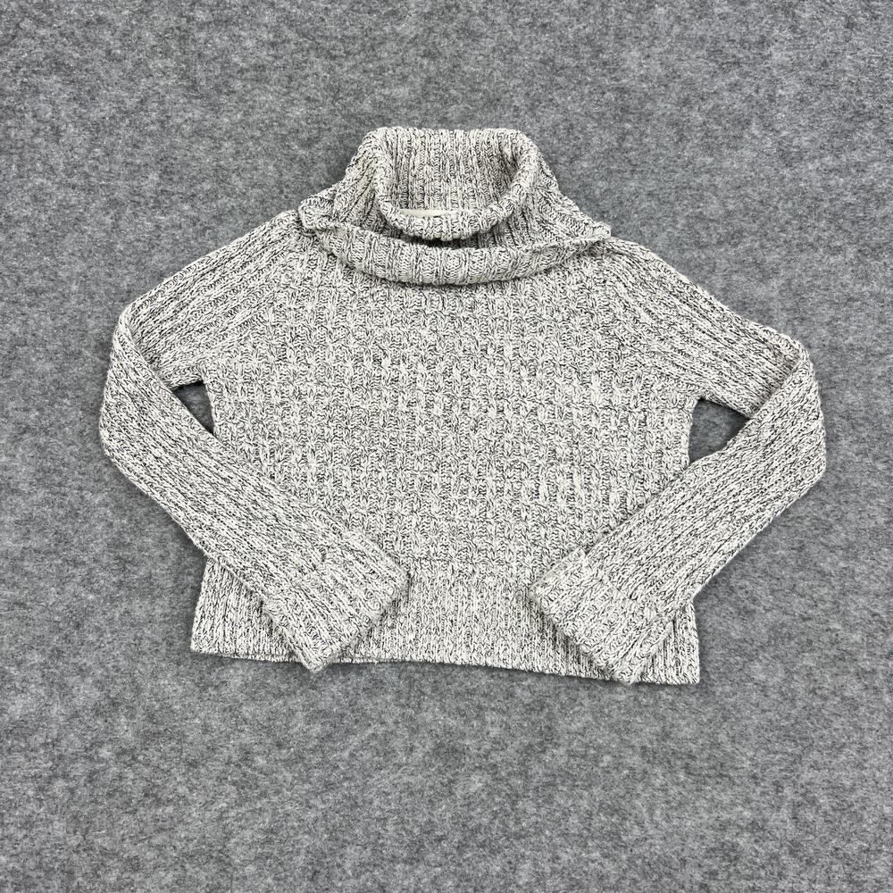 Free People Sweater Womens M Gray Chunky Knit Turtleneck Pullover Relaxed Casual